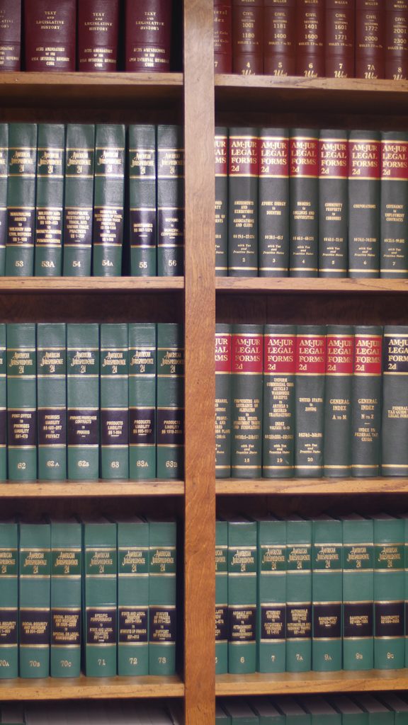 Law books on the shelf